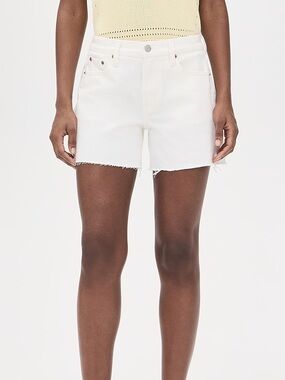 Good American White High Rise Cut Off Bermuda Denim Jean Shorts Size 8/29 NWT